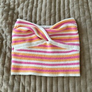 American Eagle Knit Pink Orange White Crop Tube Top